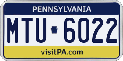 PA license plate MTU6022