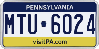 PA license plate MTU6024