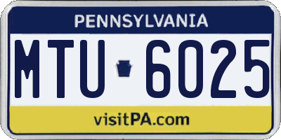 PA license plate MTU6025