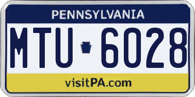 PA license plate MTU6028
