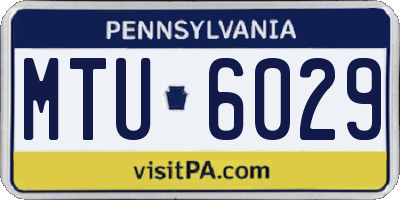 PA license plate MTU6029