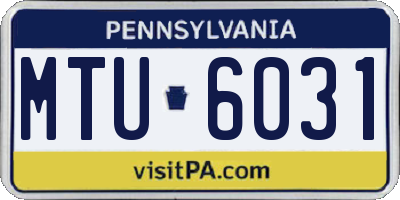 PA license plate MTU6031