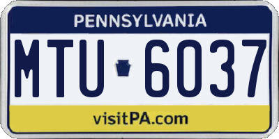PA license plate MTU6037