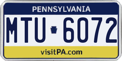 PA license plate MTU6072
