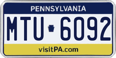 PA license plate MTU6092
