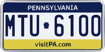 PA license plate MTU6100