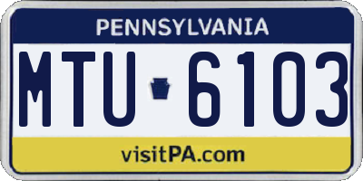 PA license plate MTU6103