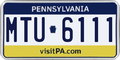 PA license plate MTU6111