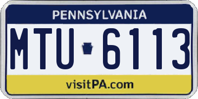 PA license plate MTU6113