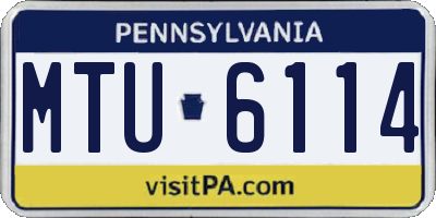 PA license plate MTU6114