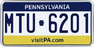 PA license plate MTU6201