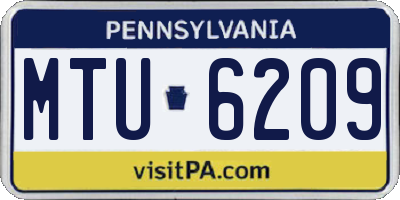 PA license plate MTU6209