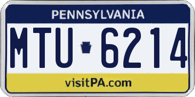 PA license plate MTU6214