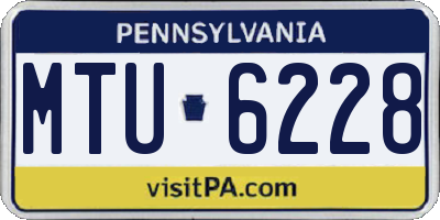 PA license plate MTU6228