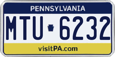 PA license plate MTU6232