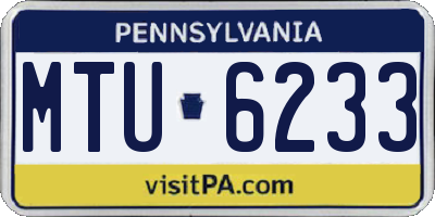 PA license plate MTU6233