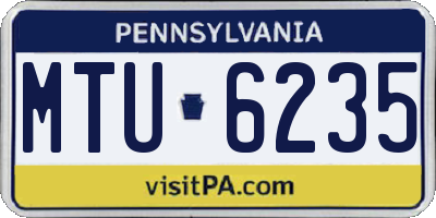 PA license plate MTU6235