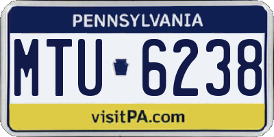 PA license plate MTU6238