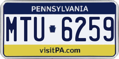 PA license plate MTU6259