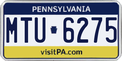 PA license plate MTU6275