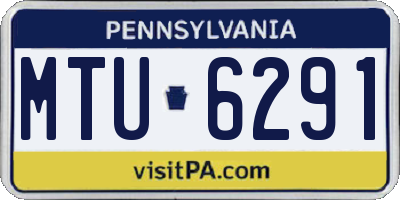 PA license plate MTU6291