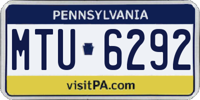 PA license plate MTU6292