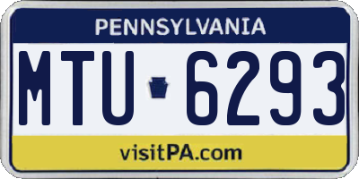 PA license plate MTU6293
