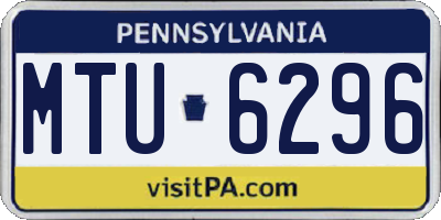PA license plate MTU6296