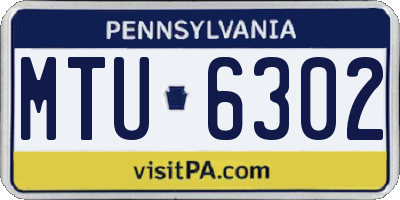 PA license plate MTU6302