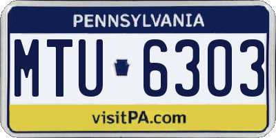 PA license plate MTU6303