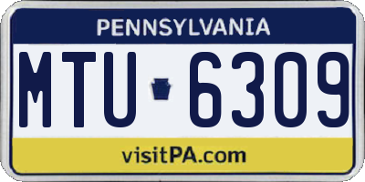 PA license plate MTU6309
