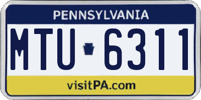 PA license plate MTU6311