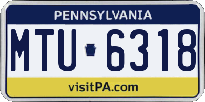 PA license plate MTU6318