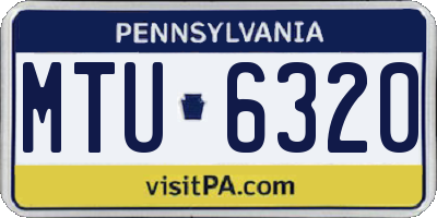 PA license plate MTU6320
