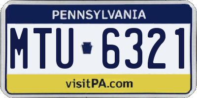 PA license plate MTU6321