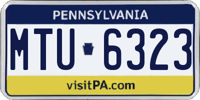PA license plate MTU6323