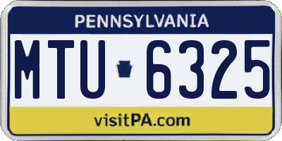 PA license plate MTU6325