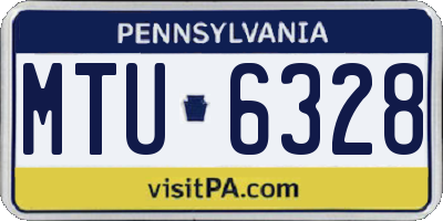 PA license plate MTU6328