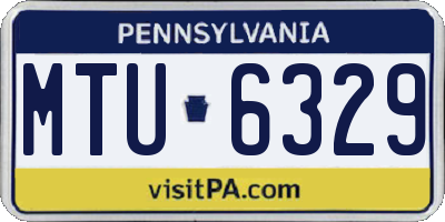 PA license plate MTU6329