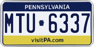 PA license plate MTU6337