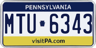 PA license plate MTU6343