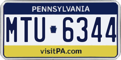 PA license plate MTU6344