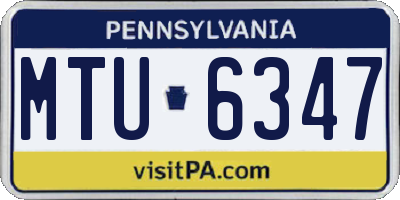 PA license plate MTU6347