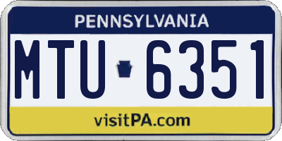 PA license plate MTU6351