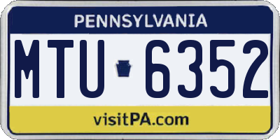 PA license plate MTU6352