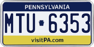 PA license plate MTU6353