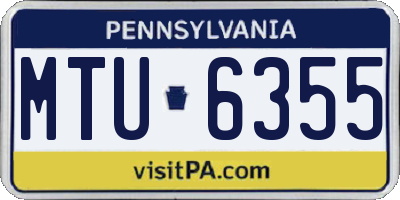 PA license plate MTU6355