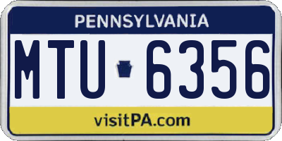 PA license plate MTU6356