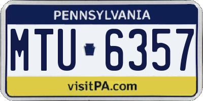 PA license plate MTU6357
