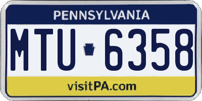 PA license plate MTU6358
